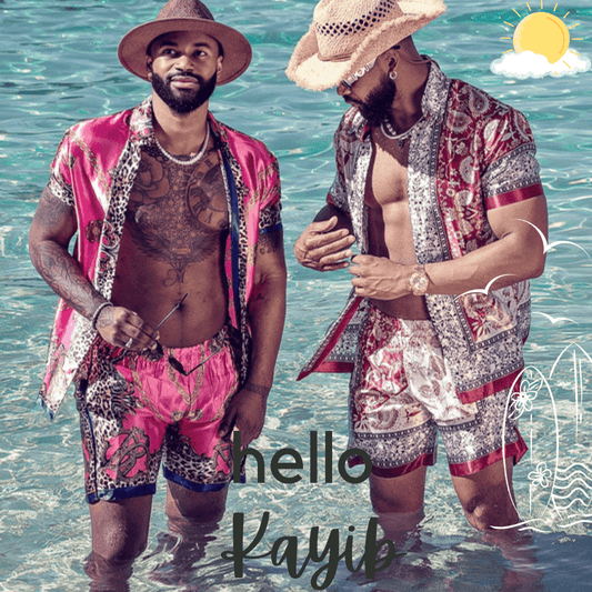 Handmade Summer Outfit for Men Silk Shirt and Short - kayibstrore