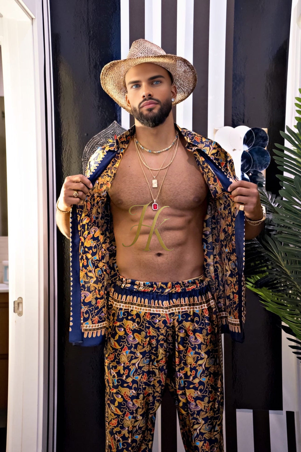 High-End Men's Silk Rave Clothing - kayibstrore