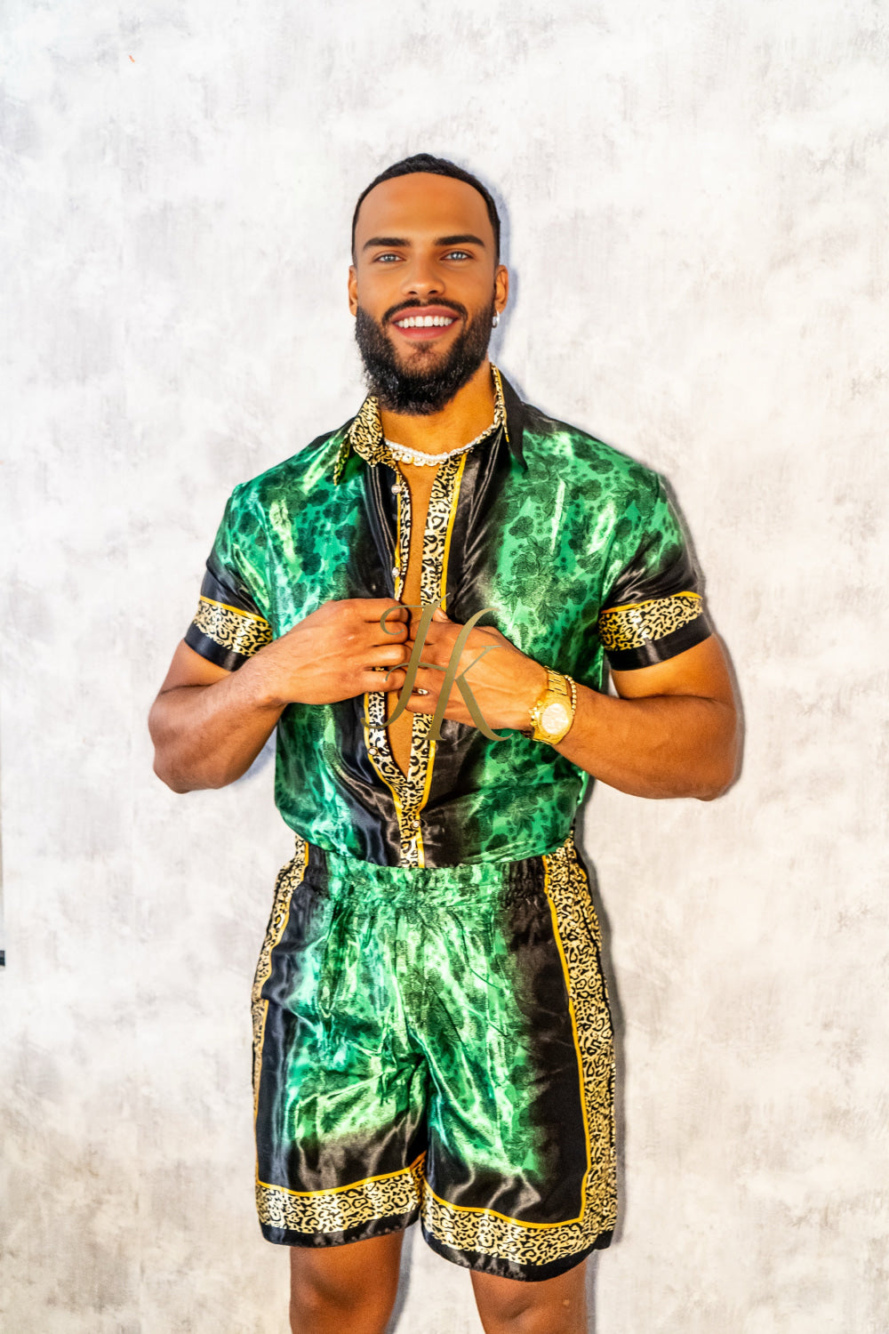 Luxury Boho Silk Shirt Set for Men - Festival Outfit, Handmade Men's Fashion - kayibstrore