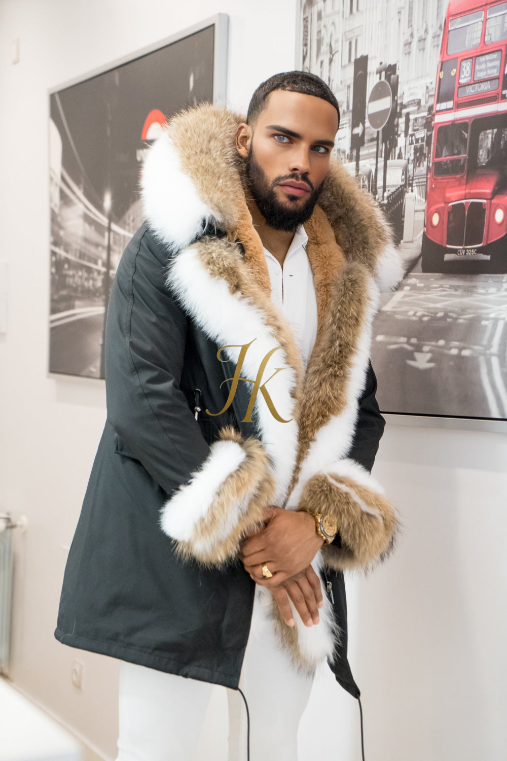 Men's Luxury handmade fox fur Coats Parka - Versatile Winter Protection for the Modern Man - kayibstrore