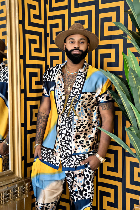 Stand Out with Men's Luxury Silk Rave Wear Set - kayibstrore