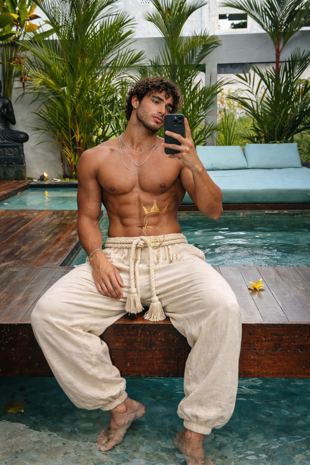 Ivory Rope Linen Pants – Men’s Boho Luxury Trousers