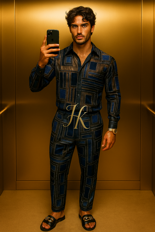 Conjunto de vestido de seda de lujo para hombre rojo