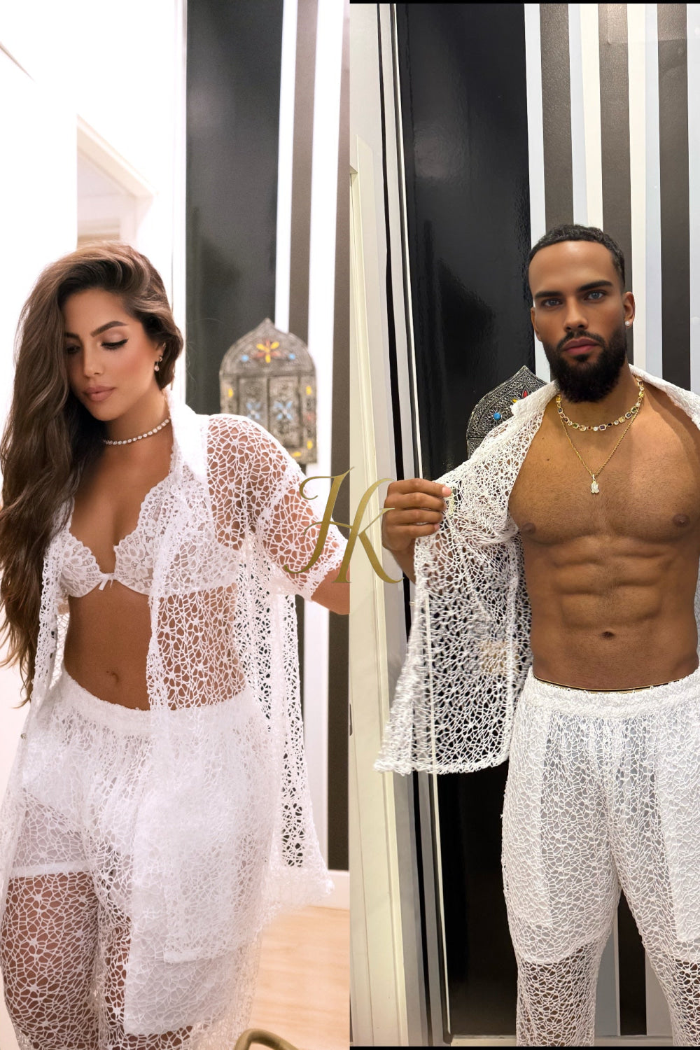 Silk Couple Outfit – Chic Matching Set for Trendy Couples - kayibstrore