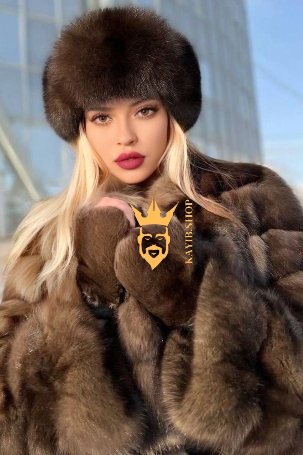 Winter coat- Luxury Tiger-Striped Raccoon Fur Short Coat - Stay Stylish and Warm with Oversized Sleeves - kayibstrore