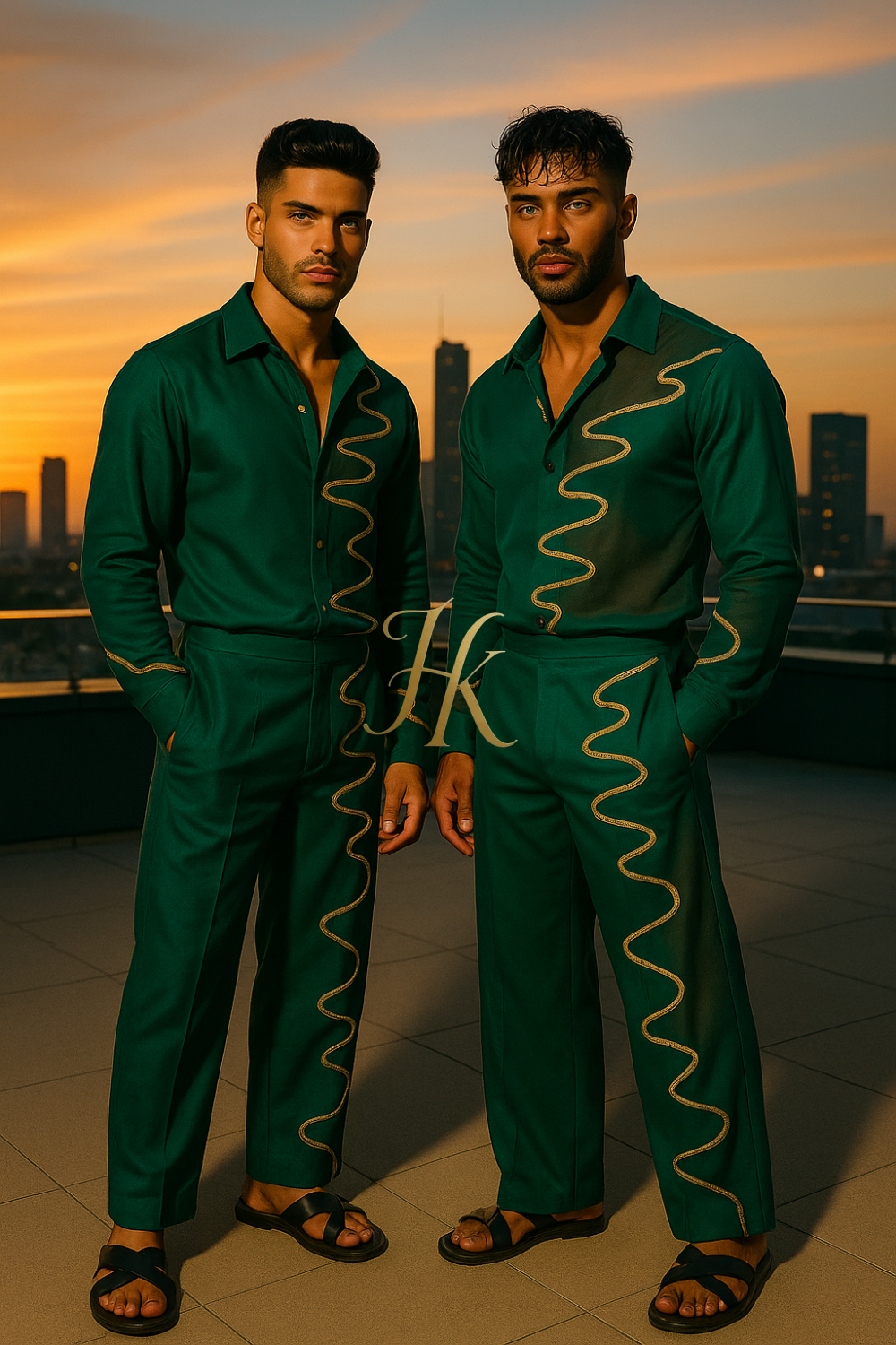 Conjunto de vestido de seda de lujo para hombre rojo