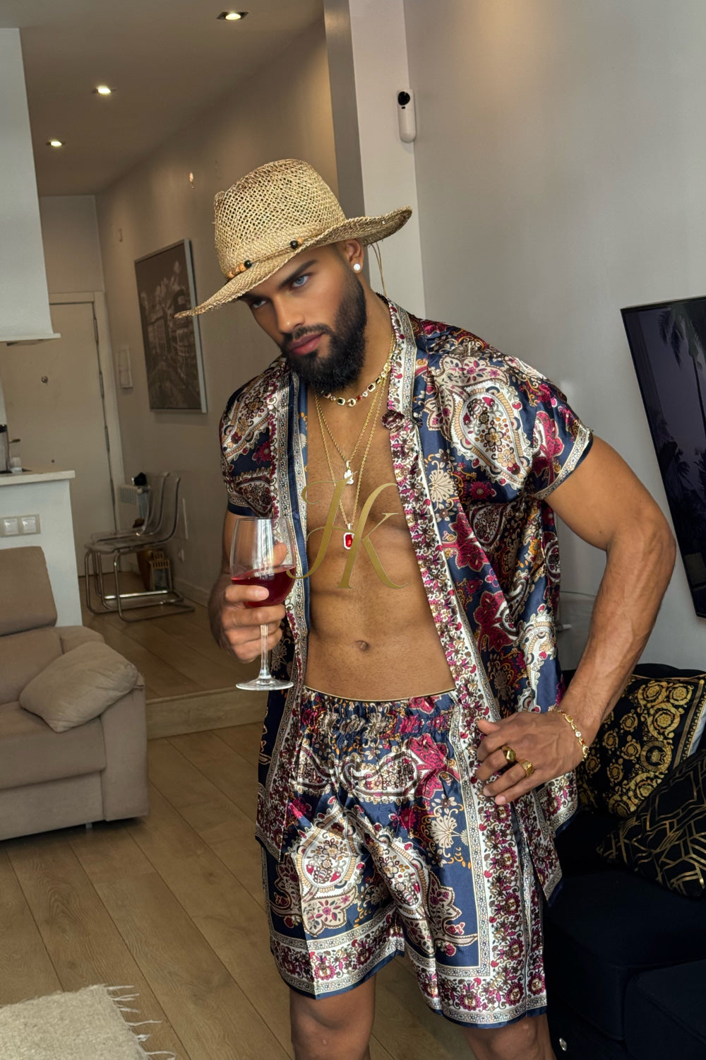 Men’s Luxury Silk Set – 100% Pure Mulberry Silk Shirt & Shorts | Limited Edition Outfit - kayibstrore