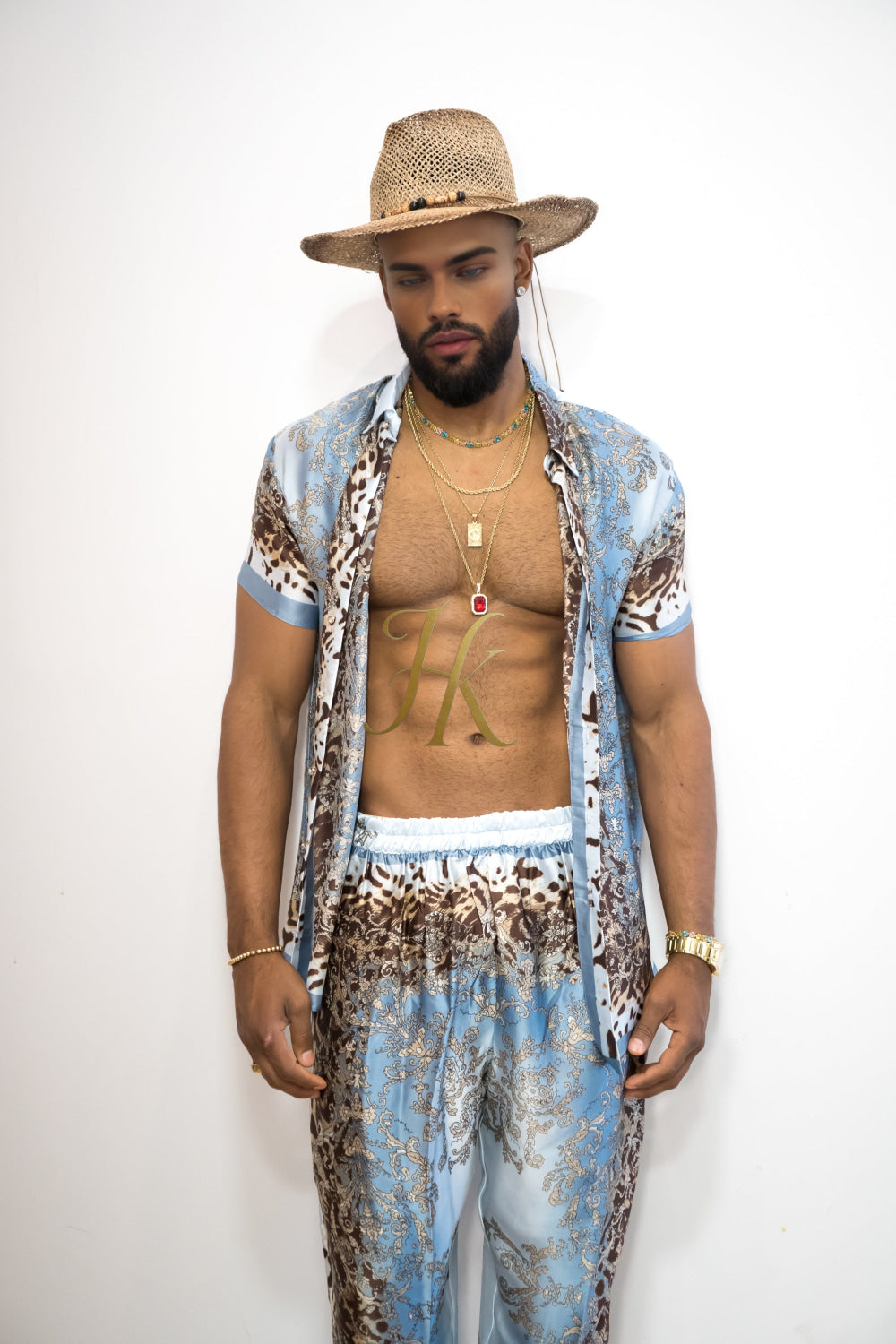 Luxury Handmade Outfits: Men's Luxury Silk Set shirt - kayibstrore