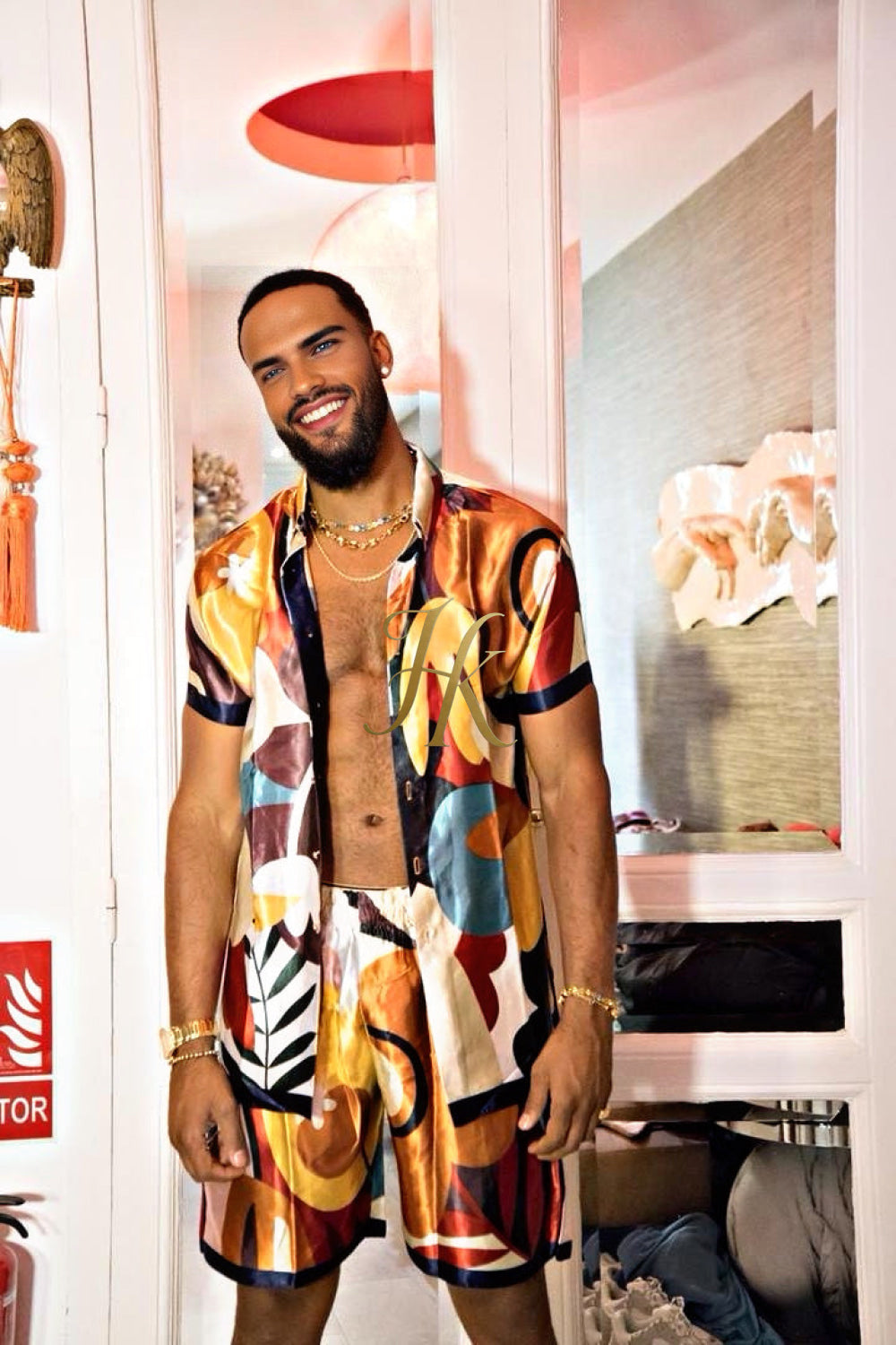 Men's Silk Set - Elevate Your Style with Le Barroco Print - Perfect for Couples and Special Occasions - kayibstrore