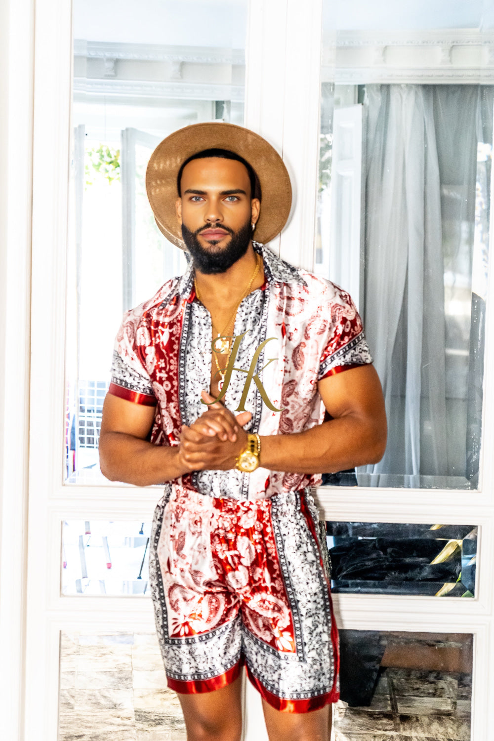 Luxury Boho Silk Shirt Set - Festival Outfit, Handmade Men's Fashion - kayibstrore