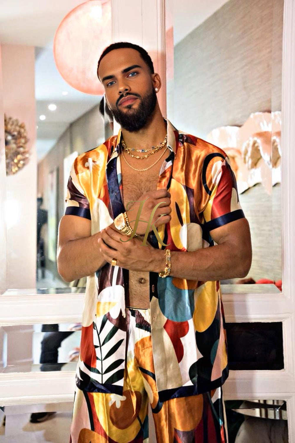 Men's Silk Set - Elevate Your Style with Le Barroco Print - Perfect for Couples and Special Occasions - kayibstrore