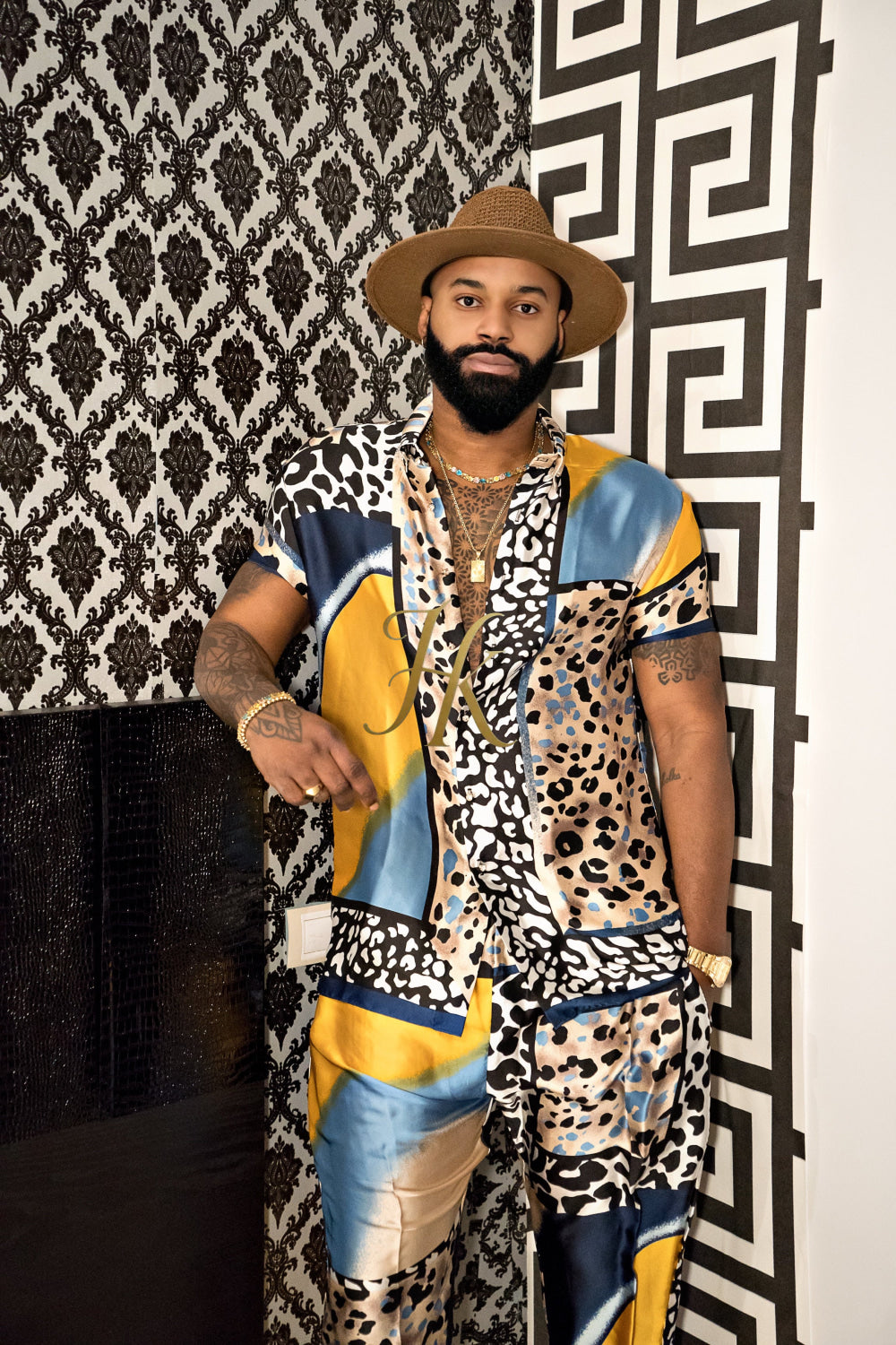 Stand Out with Men's Luxury Silk Rave Wear Set - kayibstrore