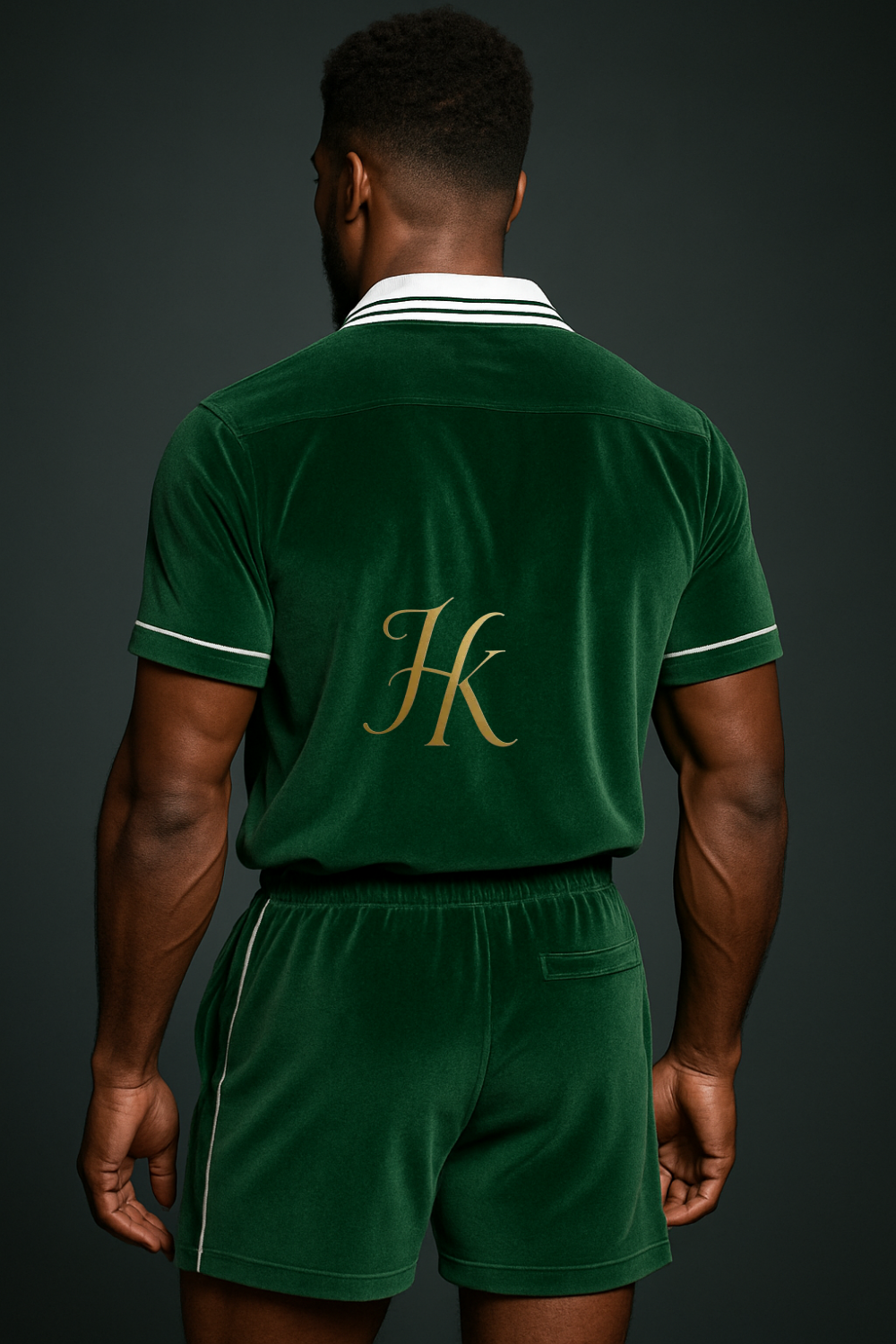 Men’s Velvet Shirt & Shorts Set with Turn-Down Collar