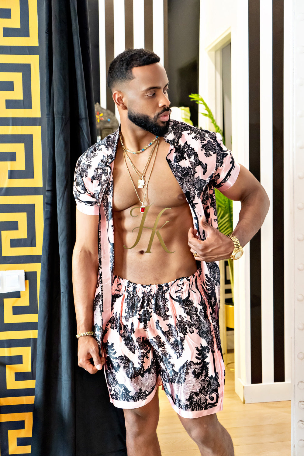 Luxury Boho Silk Shirt Set - Festival Outfit, Handmade Men's style fashion - kayibstrore