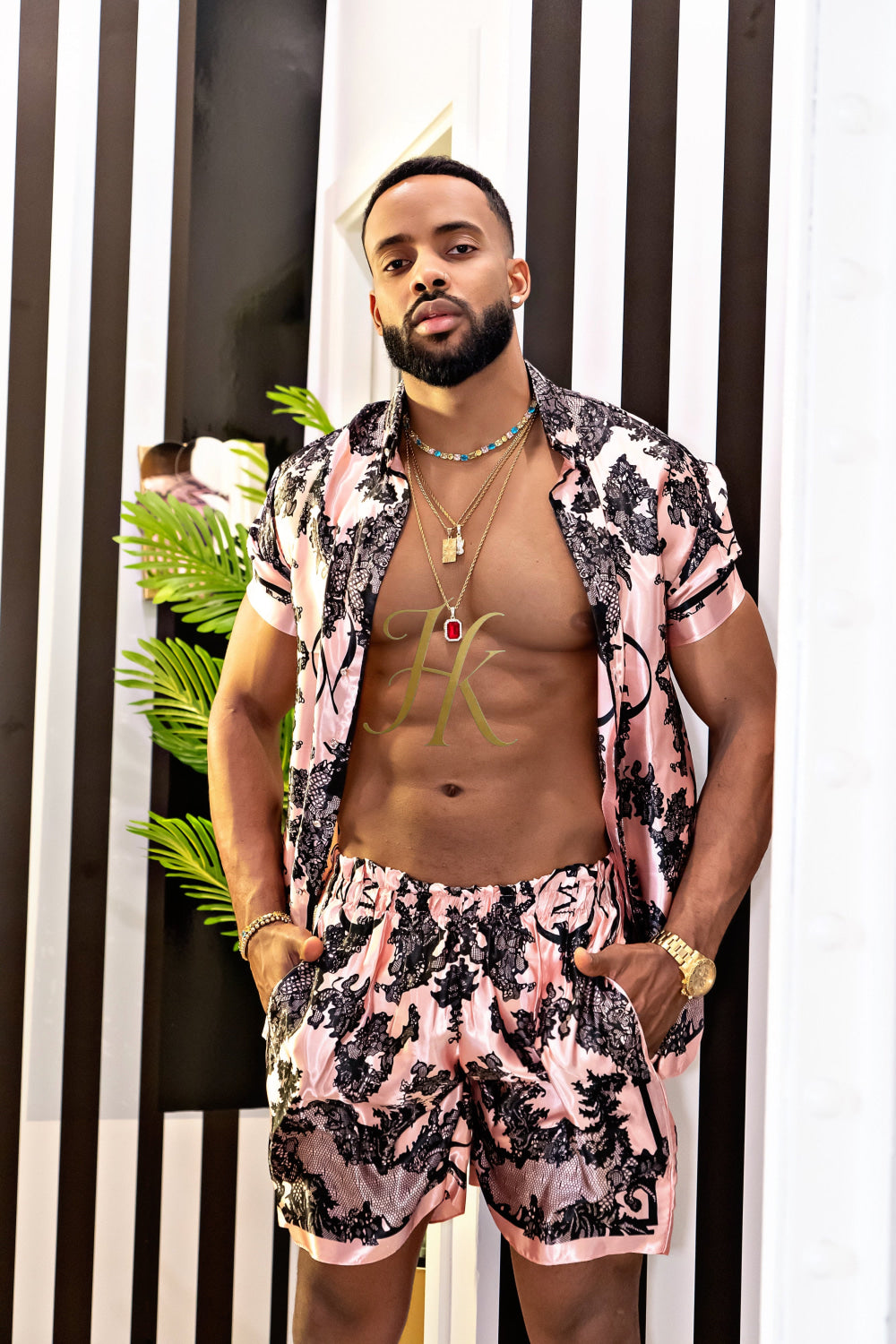 Luxury Boho Silk Shirt Set - Festival Outfit, Handmade Men's style fashion - kayibstrore