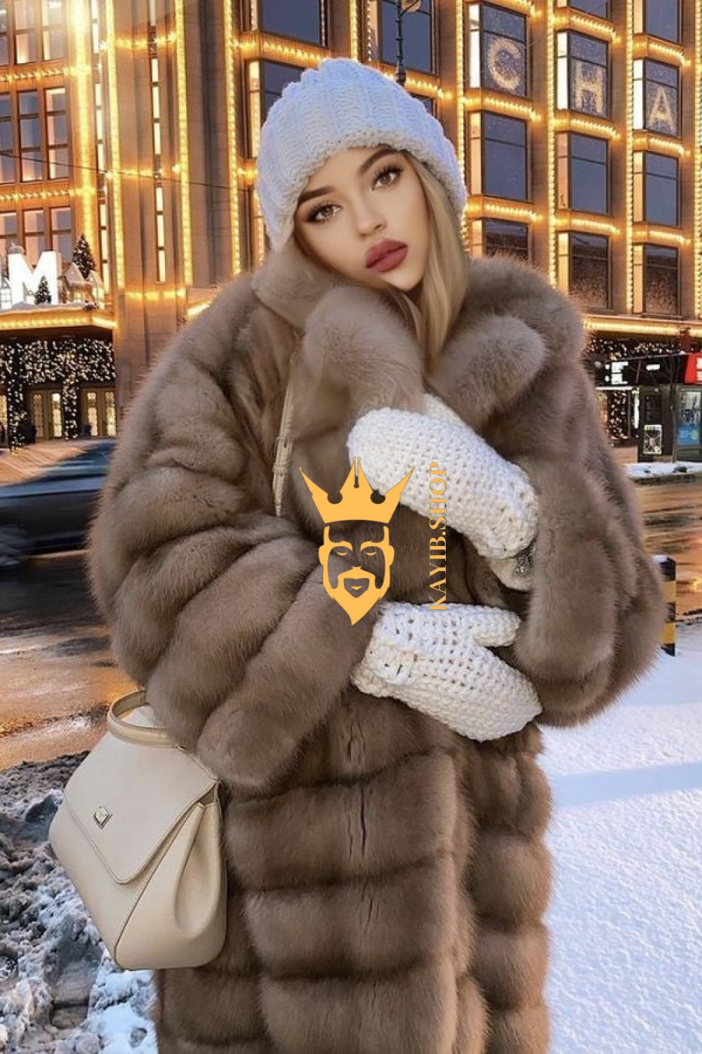 Winter coat- Luxury Tiger-Striped Raccoon Fur Short Coat - Stay Stylish and Warm with Oversized Sleeves - kayibstrore