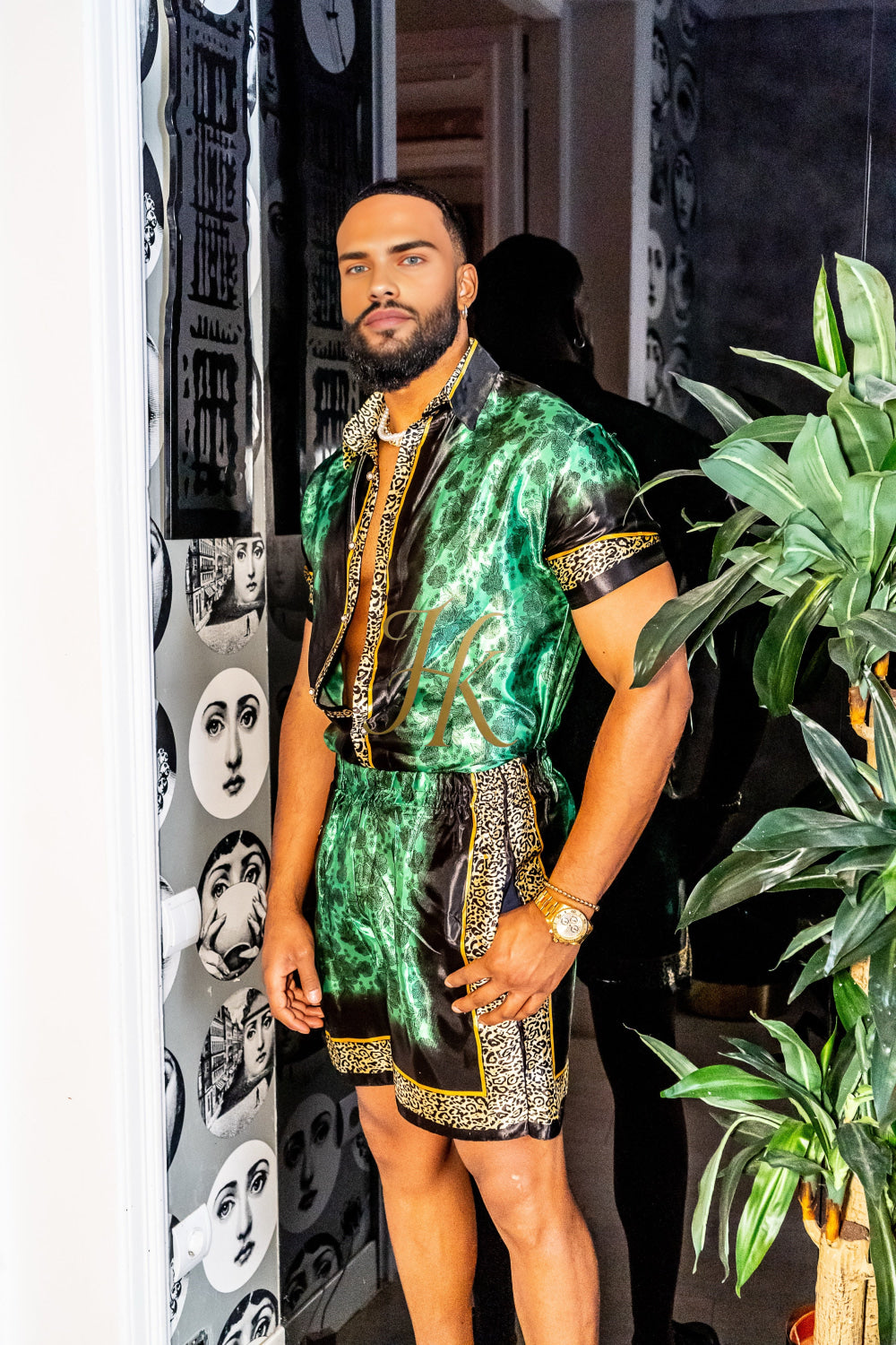 Luxury Boho Silk Shirt Set for Men - Festival Outfit, Handmade Men's Fashion - kayibstrore