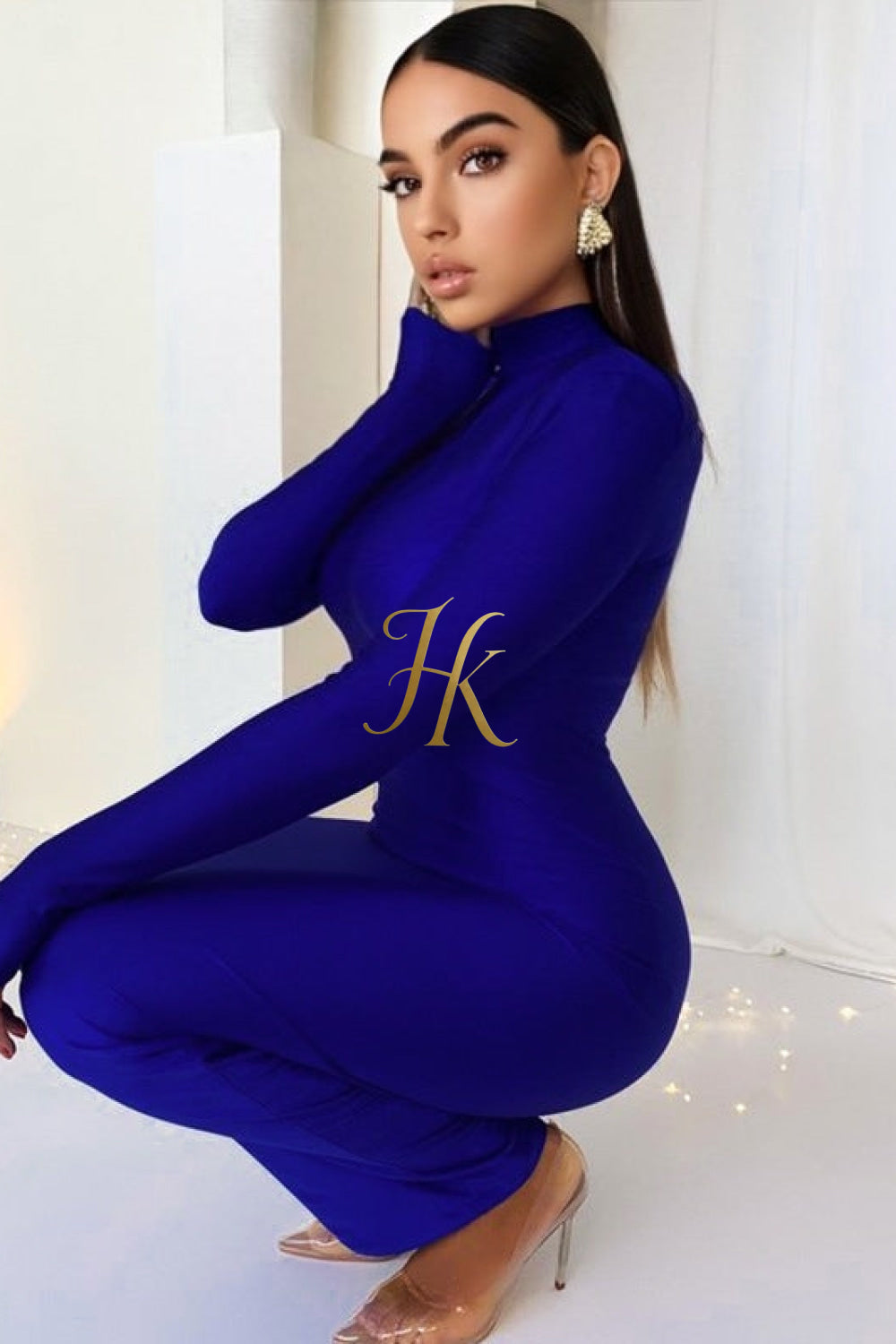 2023 New Year Turtleneck Maxi Dress with Shoulder Pads - Elegant Streetwear Women's Fashion - Long Sleeve Skinny Dress - Gift for Her - kayibstrore