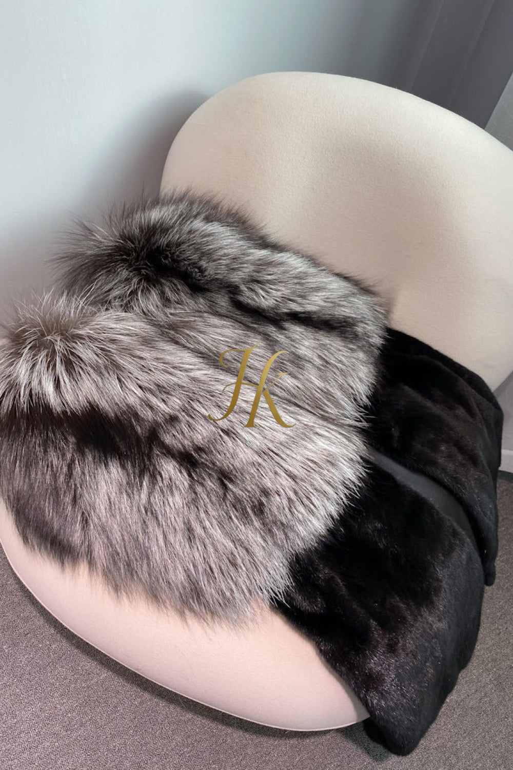 Real Mink Fur long Sleeveless Coat with Silver Fox Fur Shawl | Luxury Winter Fashion for men and women - kayibstrore