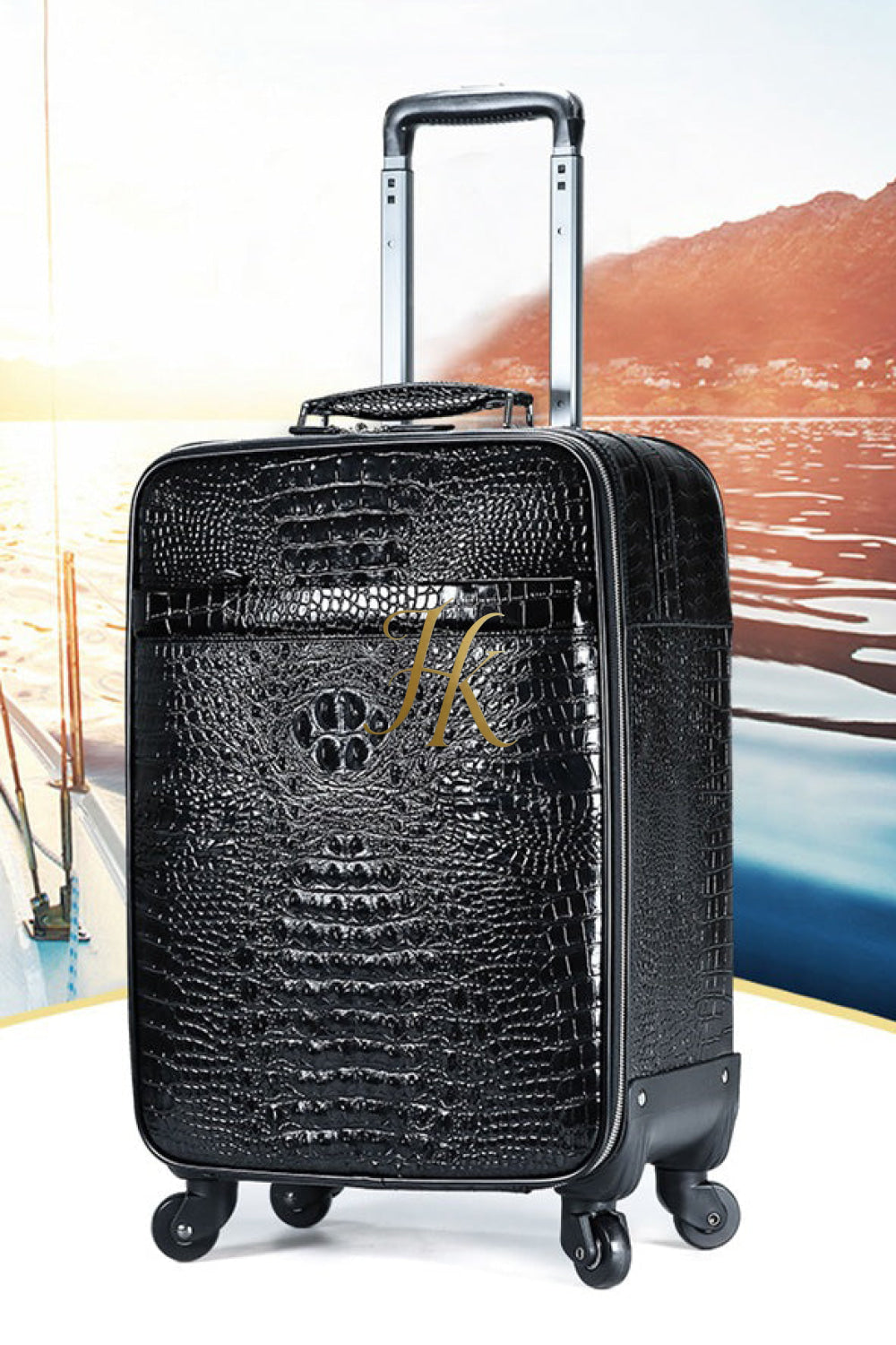 Premium Genuine Leather Crocodile Pattern Travel Luggage Set | Durable Trolley Suitcase & Handbag Backpack | Luxury First-Layer Cowhide | Spacious & Stylish - kayibstrore