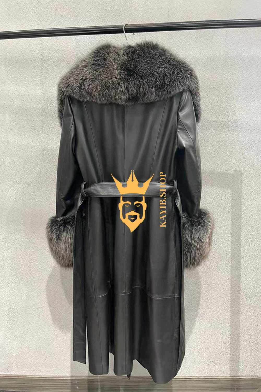 "Women's Leather Long Coat Jacket with 100% Fox Fur Collar - Luxurious Elegance for Every Occasion" - kayibstrore