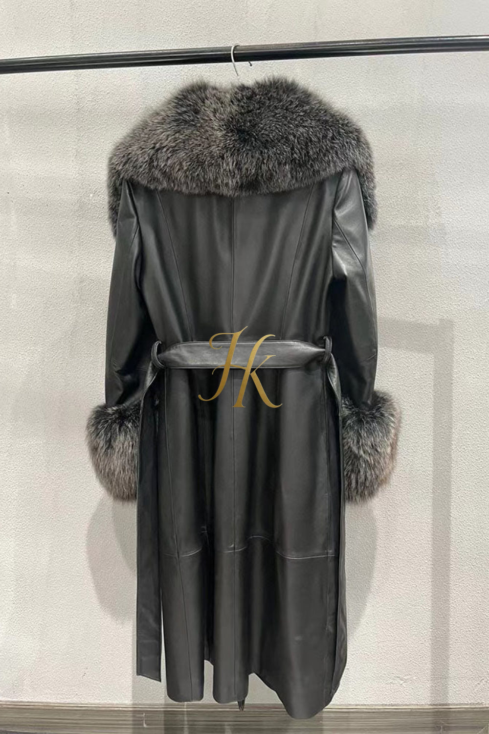 "Women's Leather Long Coat Jacket with 100% Fox Fur Collar - Luxurious Elegance for Every Occasion" - kayibstrore