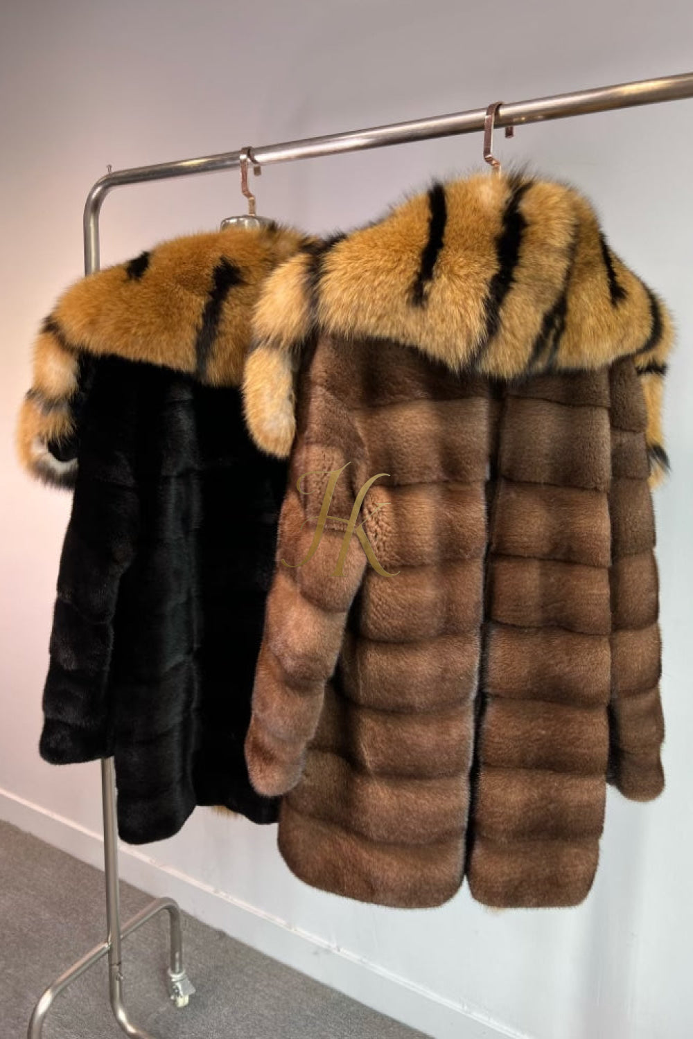 Luxury Handmade Premium fox fur & wool Real Fur Coats with Rex Rabbit Fur - kayibstrore