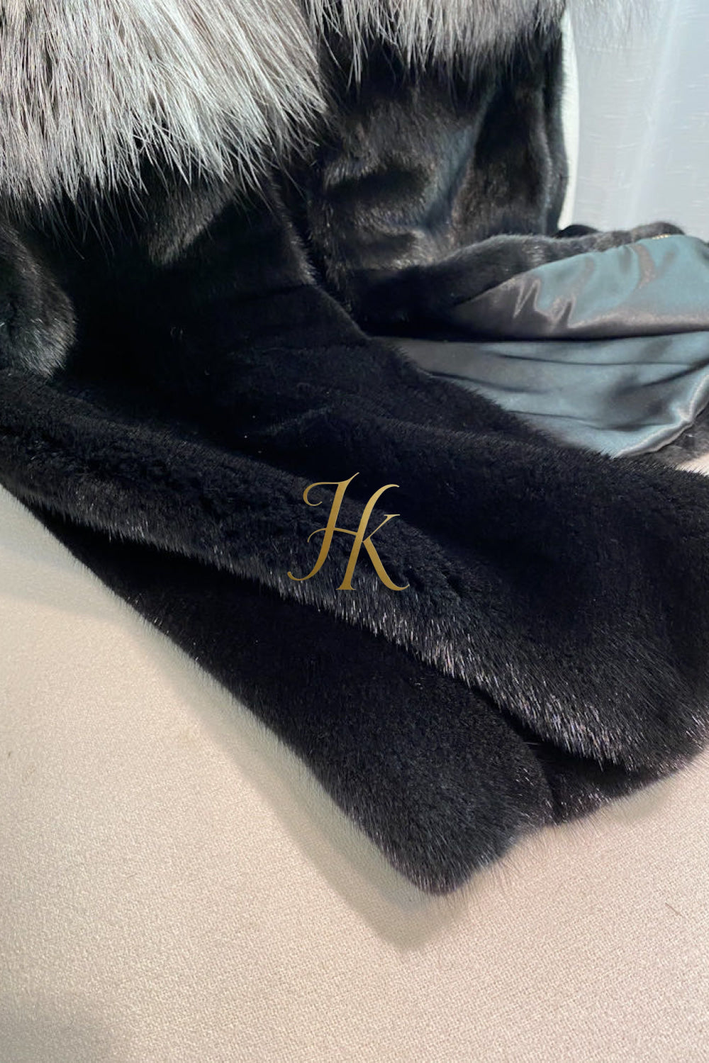 Real Mink Fur long Sleeveless Coat with Silver Fox Fur Shawl | Luxury Winter Fashion for men and women - kayibstrore