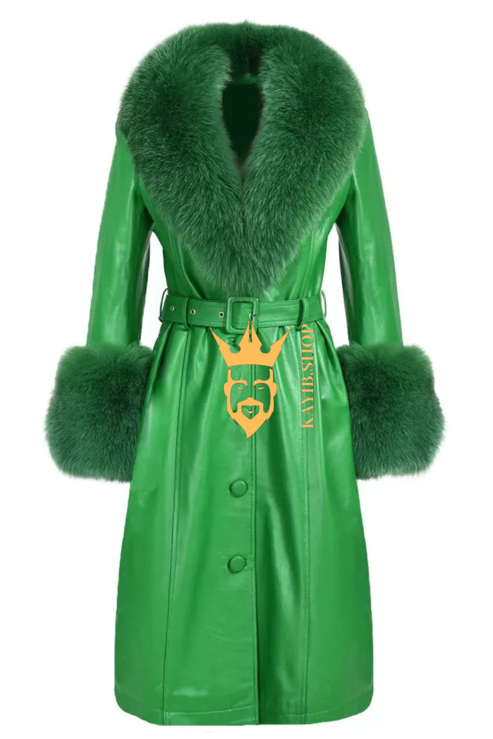 Women's Faux Leather Long Coat Jacket with Faux Fur Collar - Luxurious Elegance for Every Occasion - kayibstrore