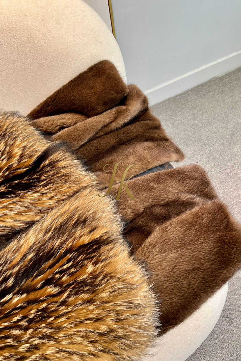 Luxury Handmade Premium fox fur & wool Real Fur Coats with Rex Rabbit Fur - kayibstrore