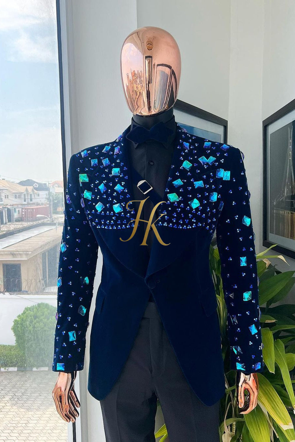 Handmade Custom velvet blazer set 2 pieces Men's Suit with Sheer Velvet Lapel - Elevate Formal Style - kayibstrore