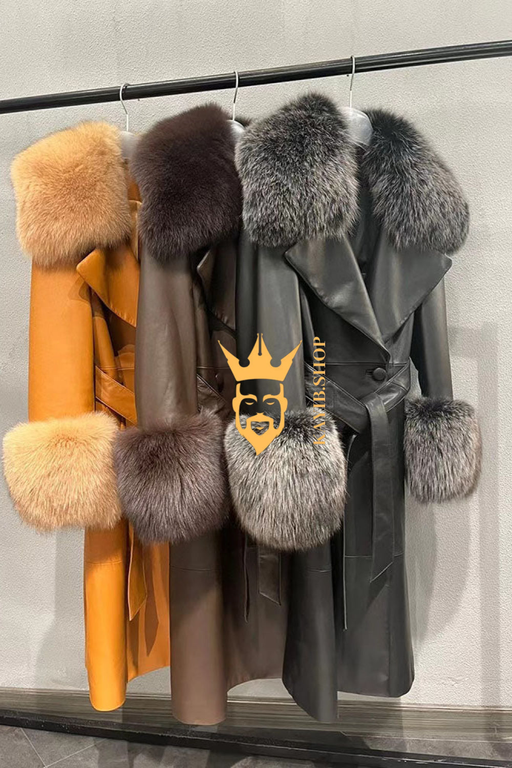 "Women's Leather Long Coat Jacket with 100% Fox Fur Collar - Luxurious Elegance for Every Occasion" - kayibstrore