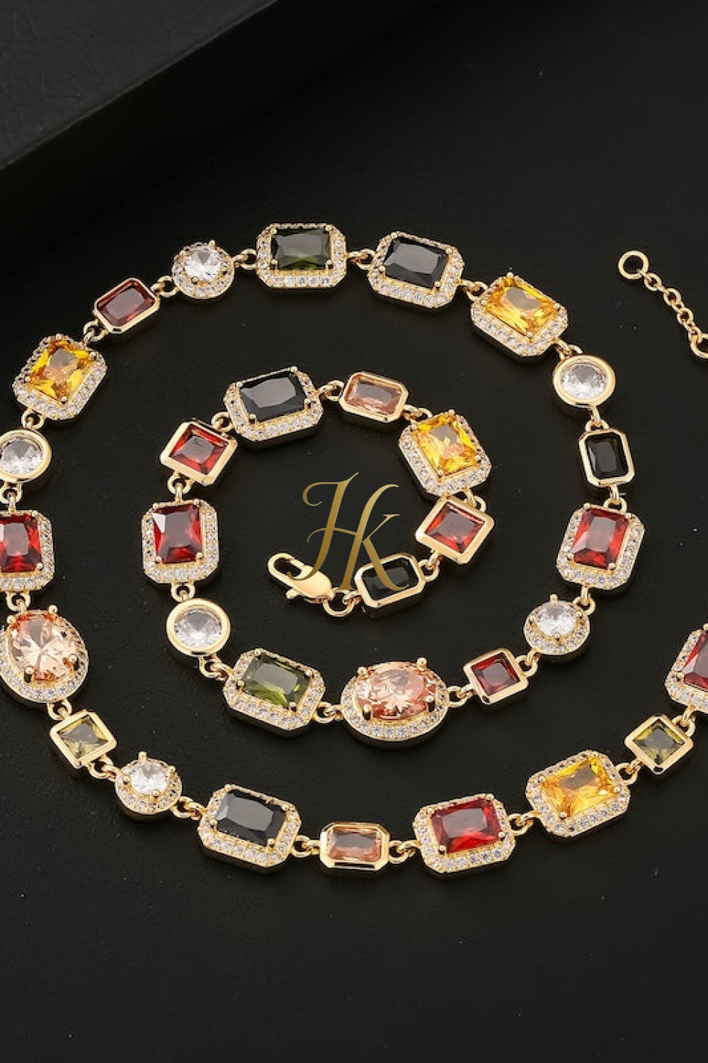 2PCS Iced Out Necklace & Bracelet Set - 10MM Colorful Zirconia Chain with Real Gold Plating, Hip Hop Jewelry for Men & Women - Perfect for Father's Day, Wedding, Anniversary, and Birthday Gifts - kayibstrore