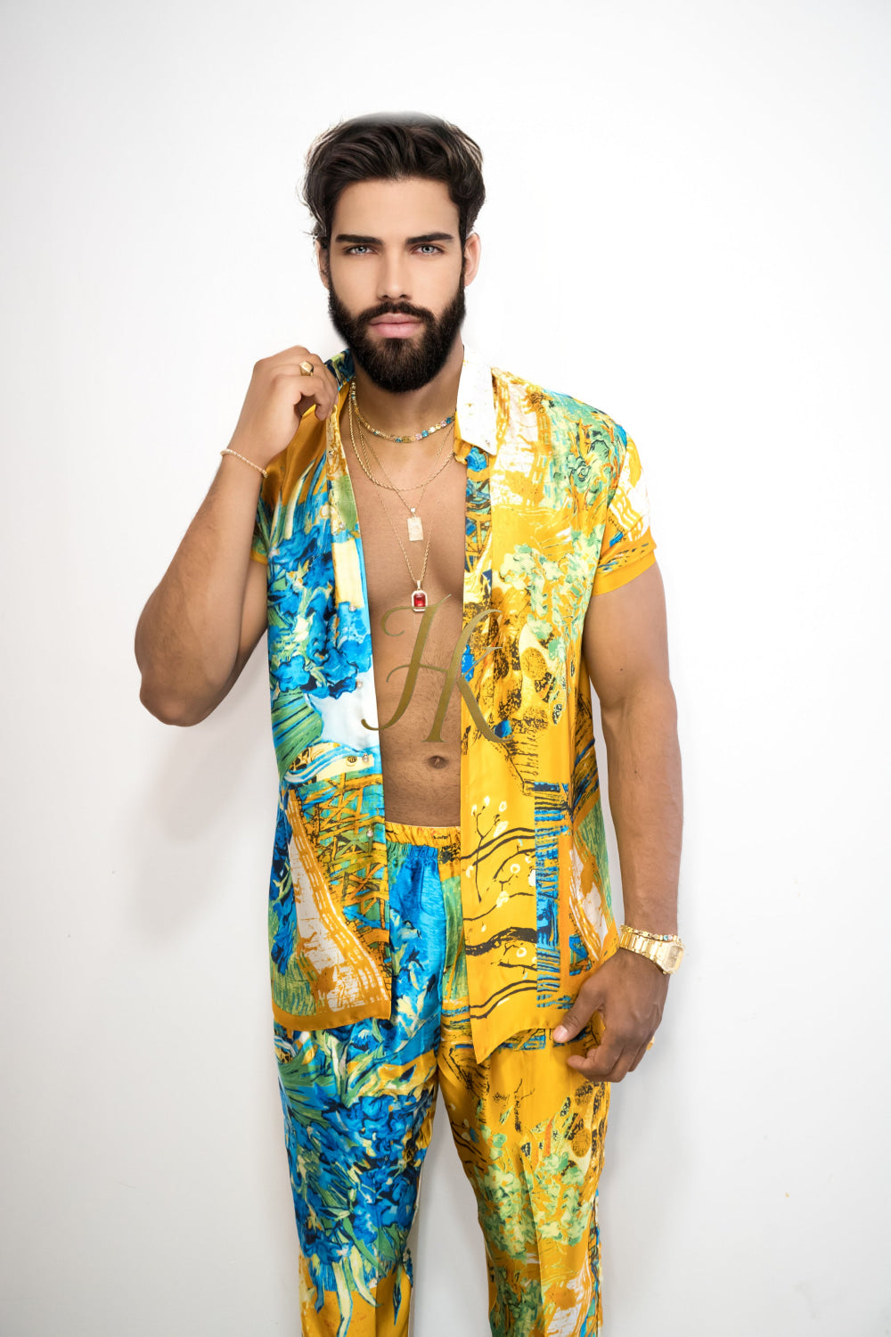 Handmade Outfits: Boho Men's Luxury Silk Set - kayibstrore