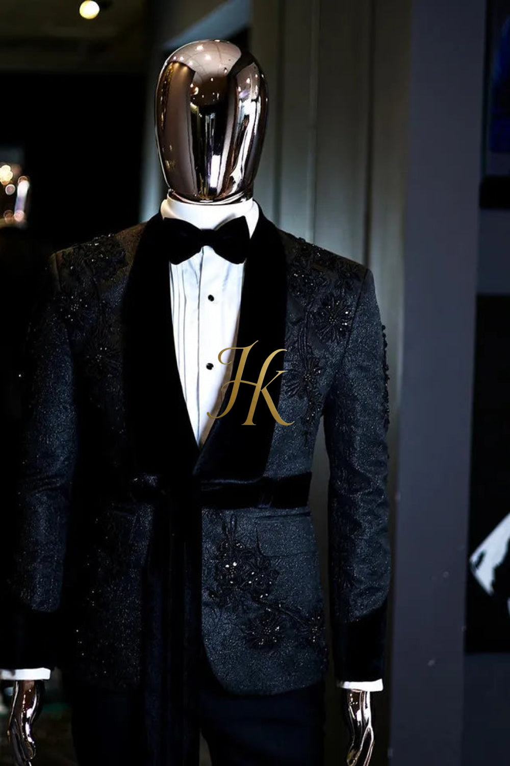 Custom 2-Piece Men's Suit with Sheer Velvet Lapel: Blazer and Pants - Appliques, Beads, Diamonds | Tailored Plus Size Options - kayibstrore