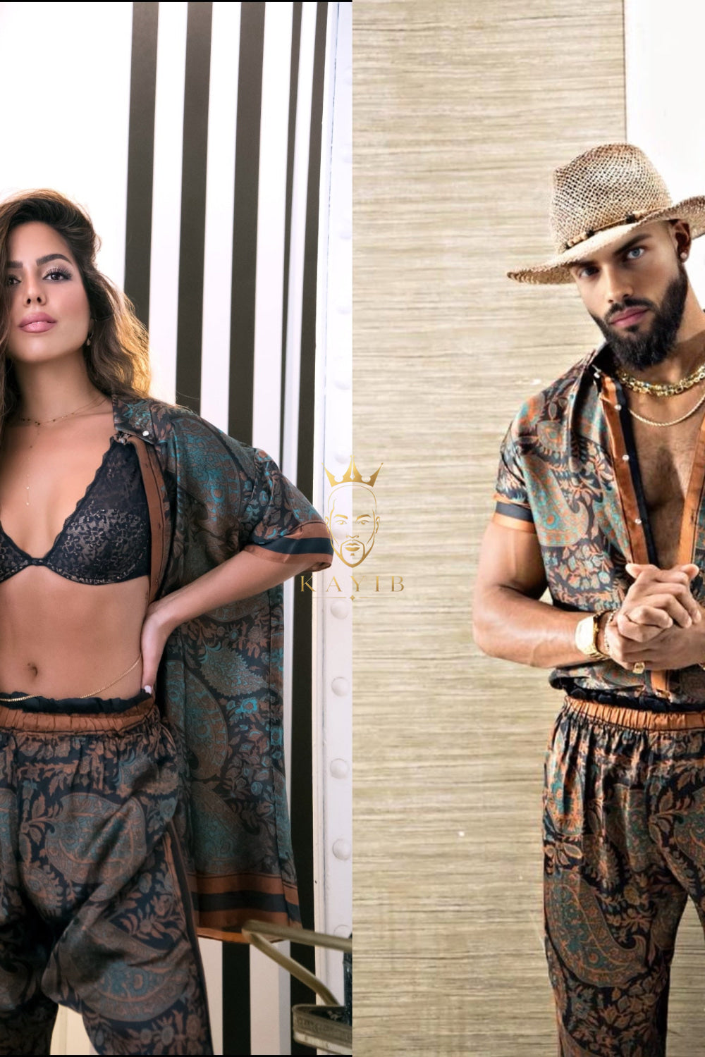 Couple Outfit Inspo – Coordinated Silk Fashion Statement - kayibstrore