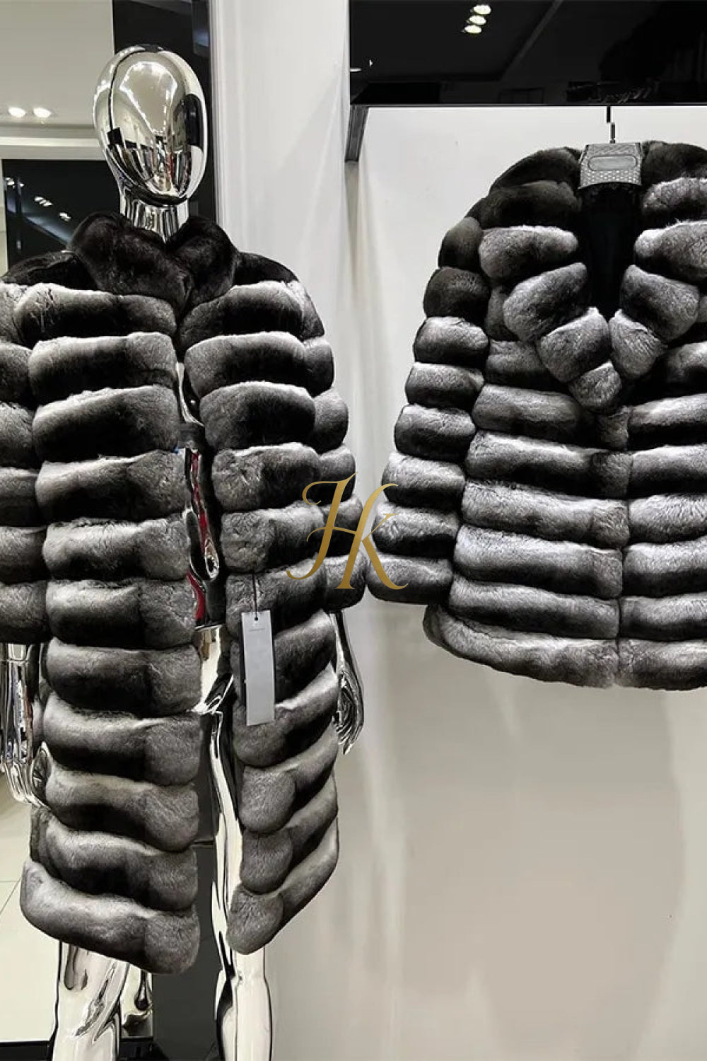 Multicolor women's Genuine Chinchilla Outwear with Real Rex Rabbit Fur | Stylish Shawl Collar Coat - kayibstrore