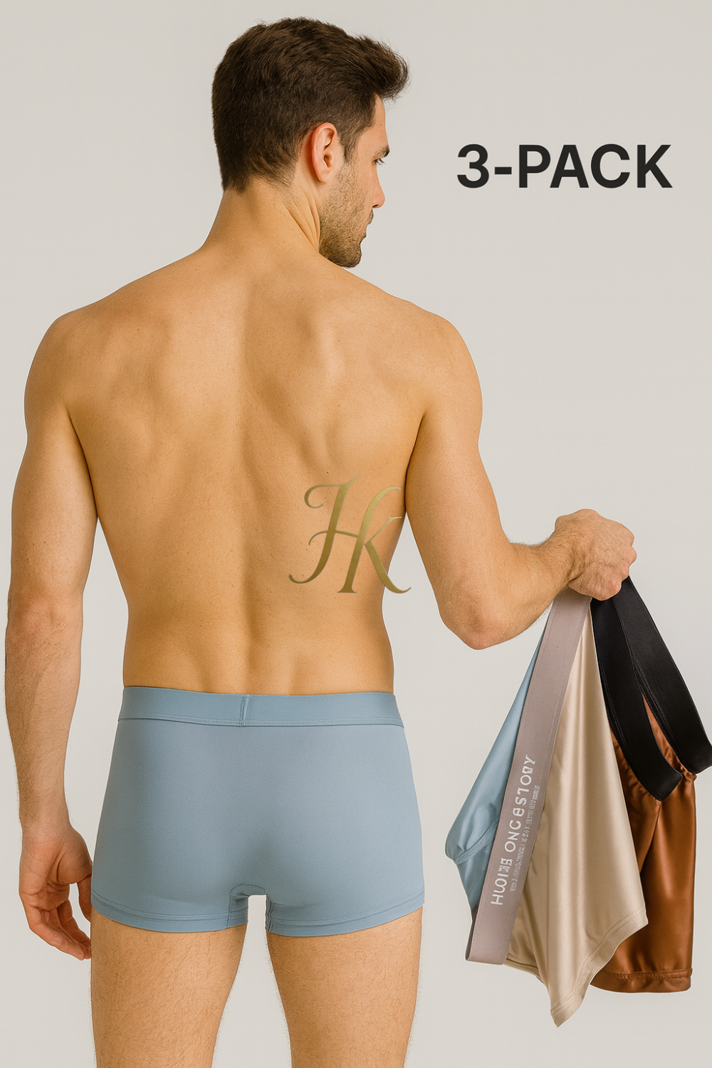 3PCS Luxury Ice Silk Men’s Boxers – Smooth Satin-Like Underwear with Breathable Mesh Crotch