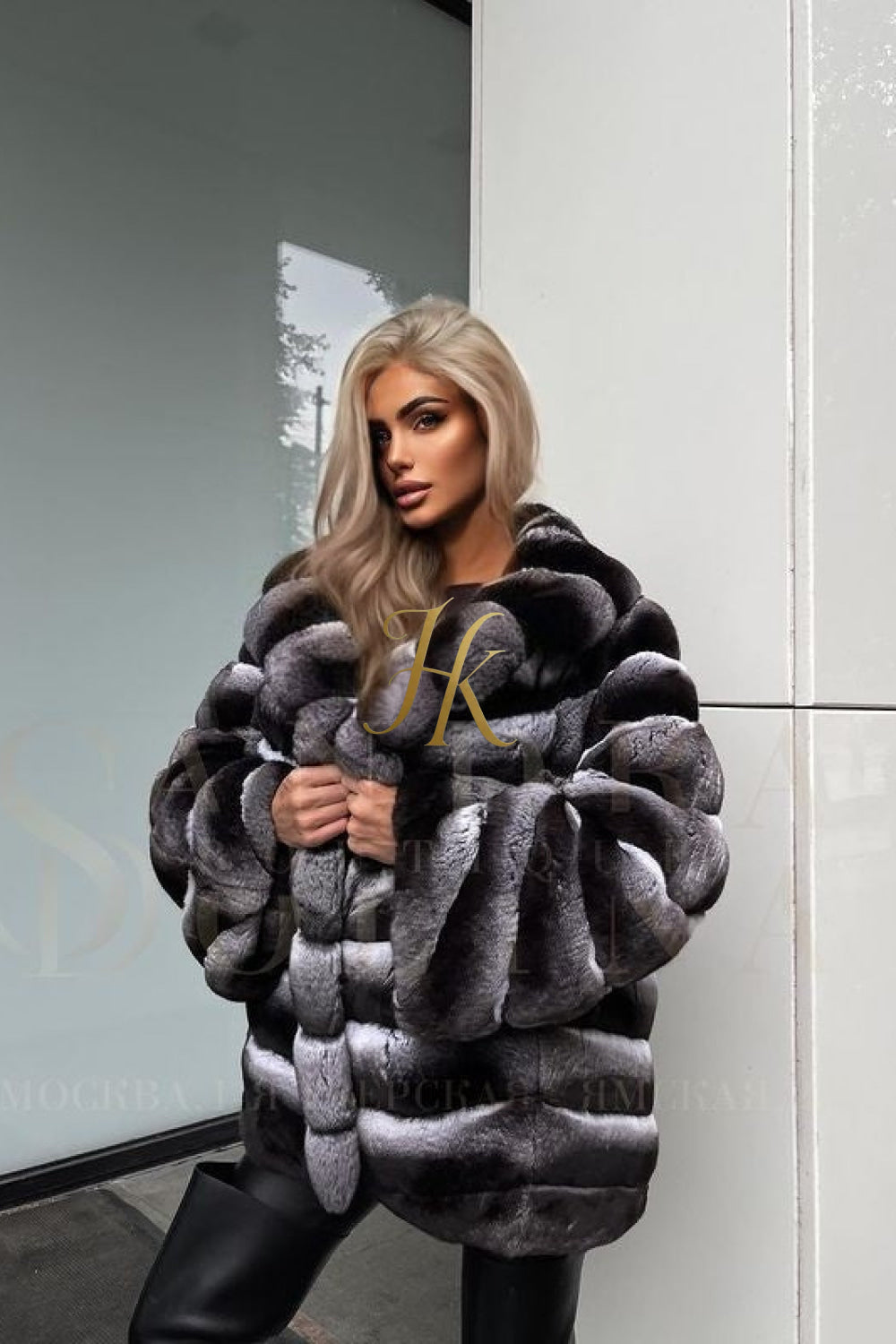 Multicolor women's Genuine Chinchilla Outwear with Real Rex Rabbit Fur | Stylish Shawl Collar Coat - kayibstrore