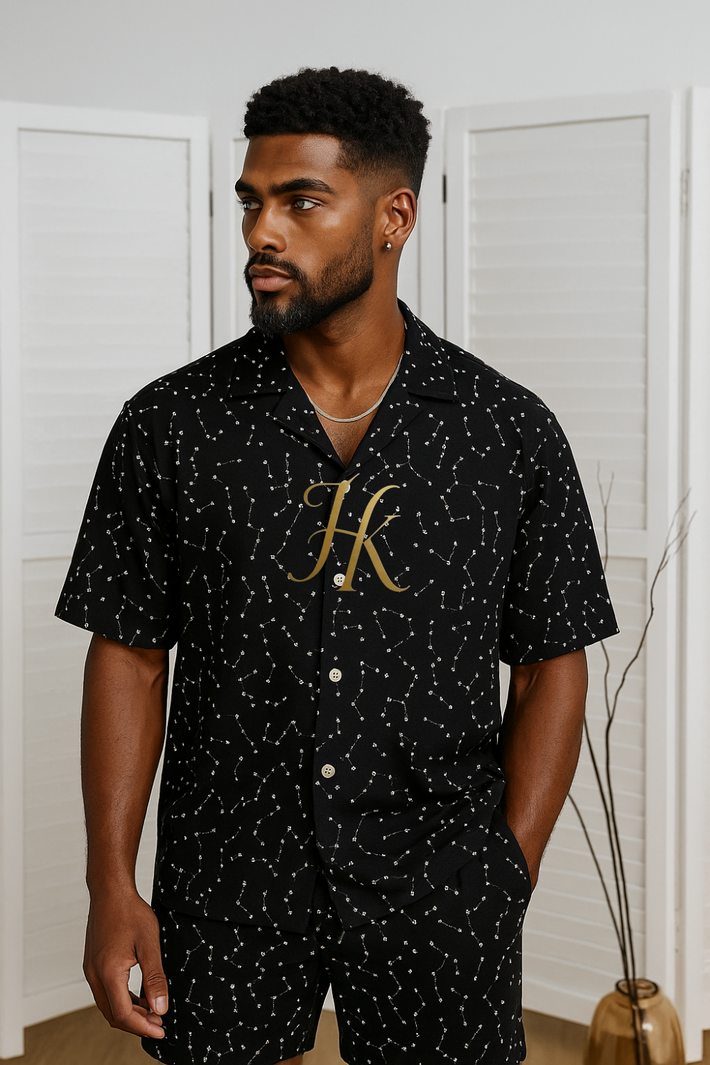 Men’s Ice Silk Shirt & Shorts Set – Trendy Loose Two-Piece Summer Outfit
