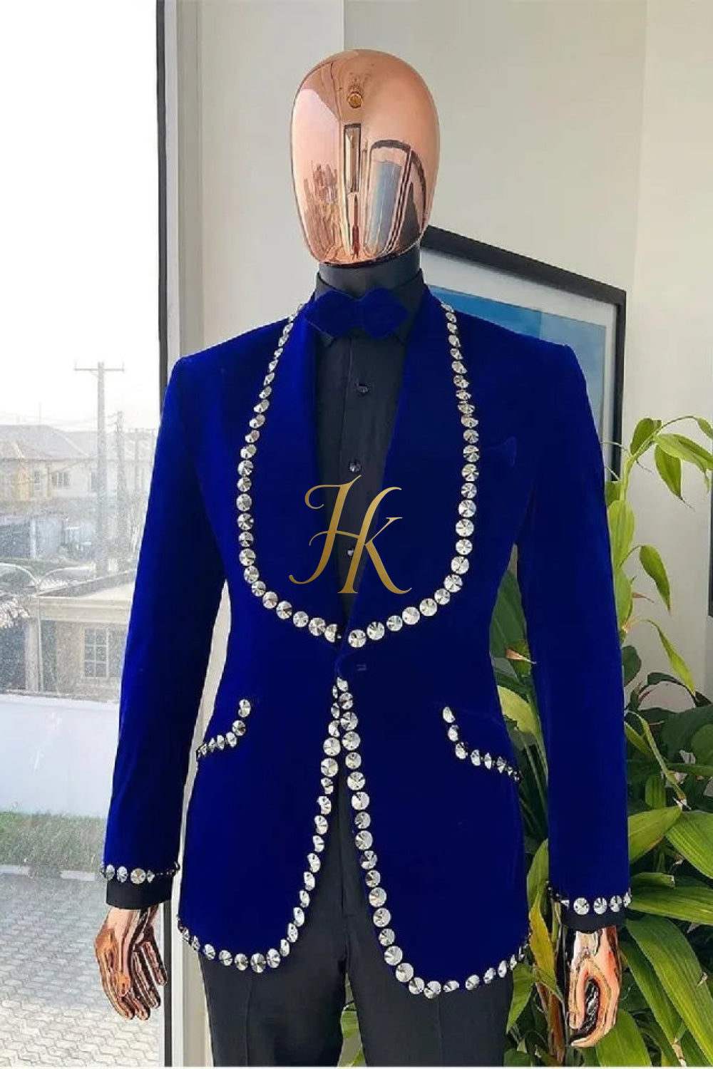 Handmade Custom velvet blazer set 2 pieces Men's Suit with Sheer Velvet Lapel - Elevate Formal Style - kayibstrore
