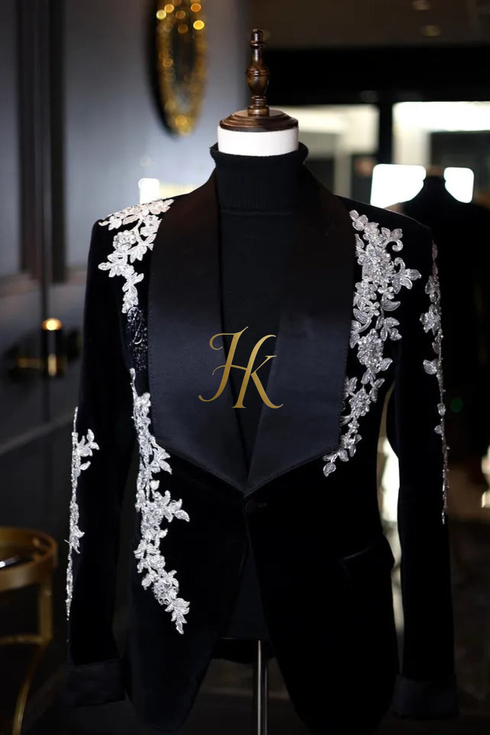 Handmade Custom 2-Piece Men's Suit with Sheer Velvet Lapel - Elevate Formal Style | KAYIB - kayibstrore