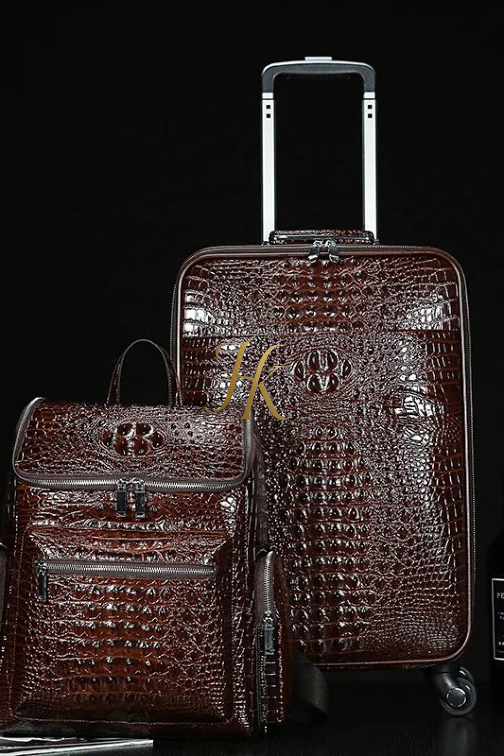 Premium Genuine Leather Crocodile Pattern Travel Luggage Set | Durable Trolley Suitcase & Handbag Backpack | Luxury First-Layer Cowhide | Spacious & Stylish - kayibstrore