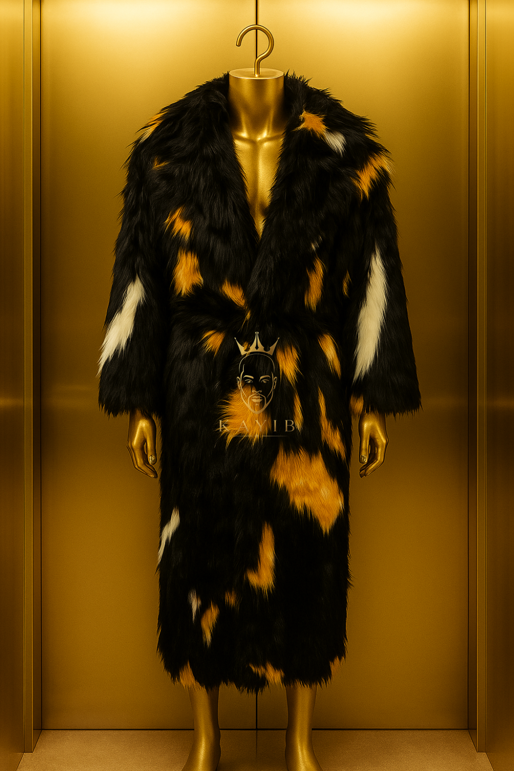 Men’s Extra Long Faux Fox Fur Coat – Colorful Warm Luxury European Winter Overcoat