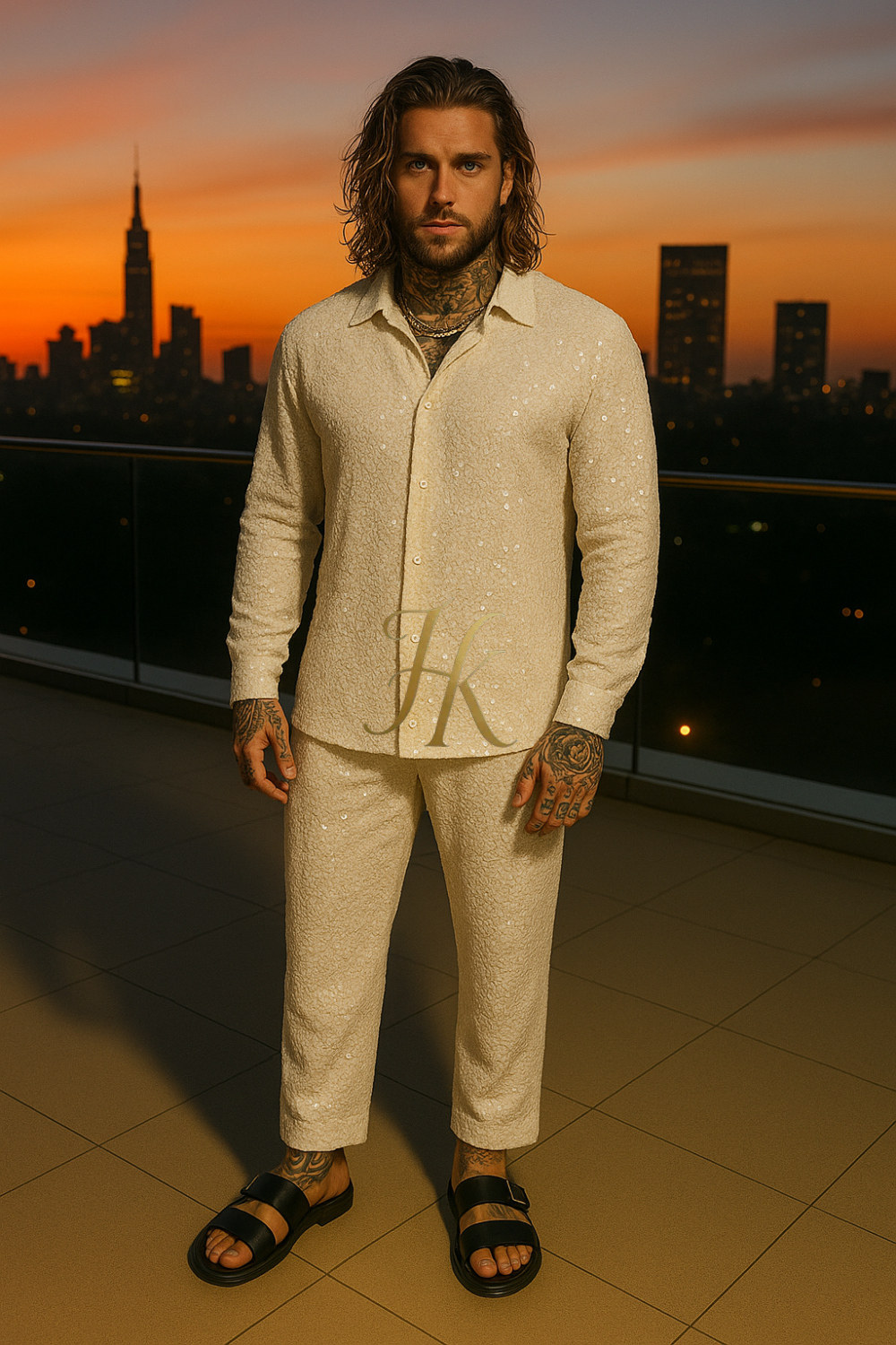 Men’s Luxury Embroidered Lace Set – Handmade