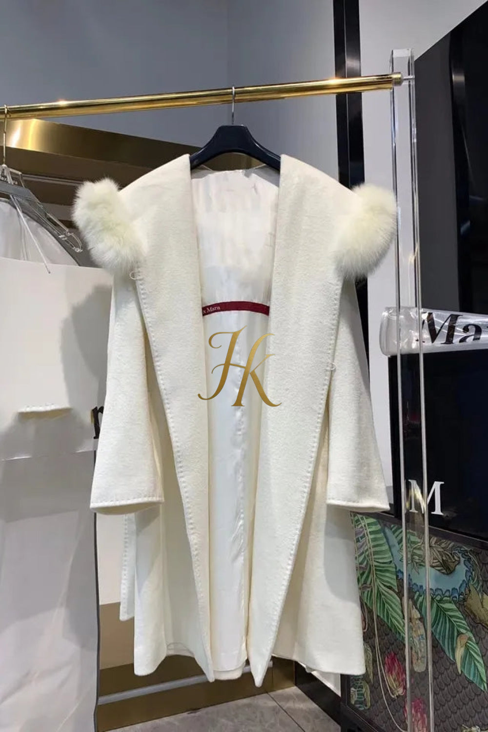 Teddy genuine wool sheepskin Luxury Coat with fox fur collar- Stay Warm and Stylish in this Ethically Produced Fur Coat - kayibstrore