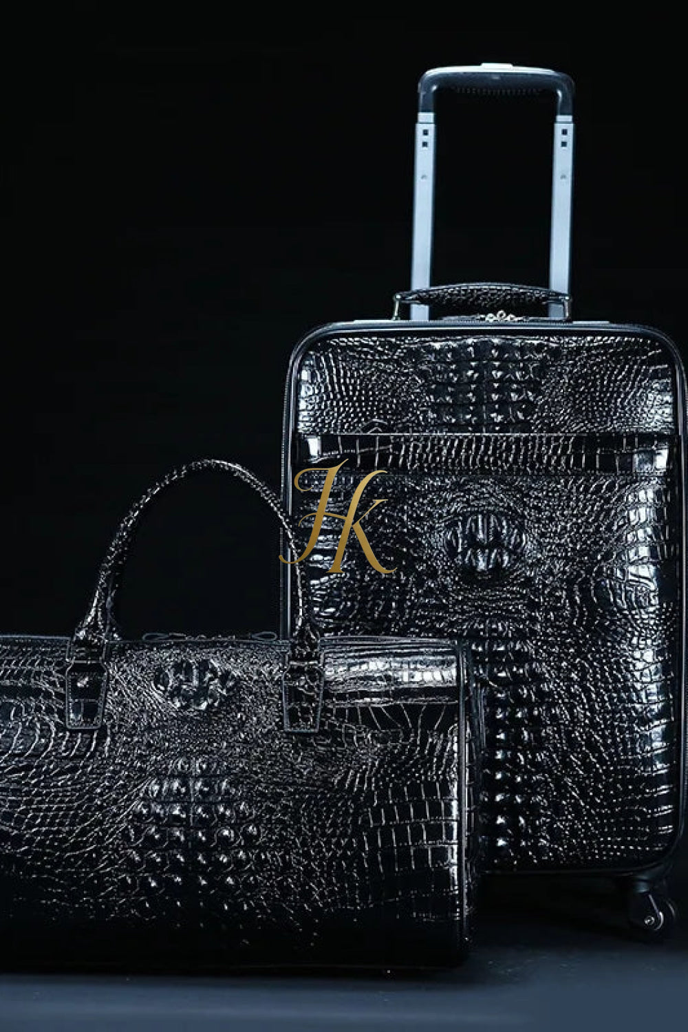 Premium Genuine Leather Crocodile Pattern Travel Luggage Set | Durable Trolley Suitcase & Handbag Backpack | Luxury First-Layer Cowhide | Spacious & Stylish - kayibstrore
