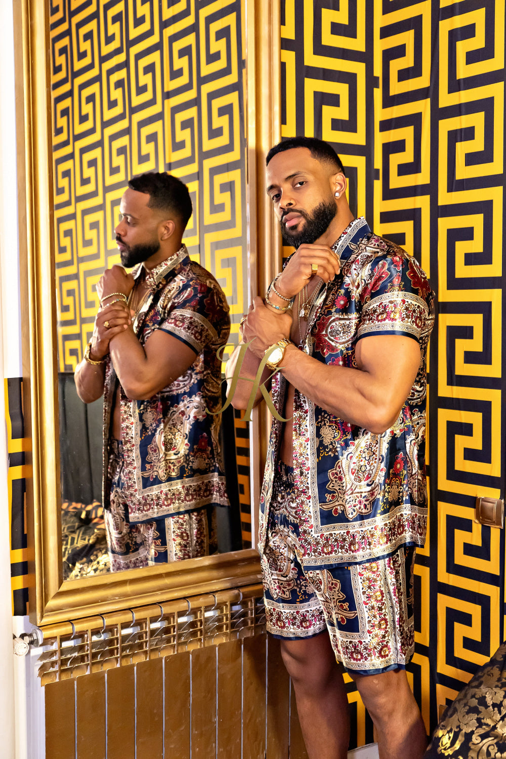 Luxurious Barocco Print Set - The Ultimate Summer Silk Outfit for Mens - kayibstrore