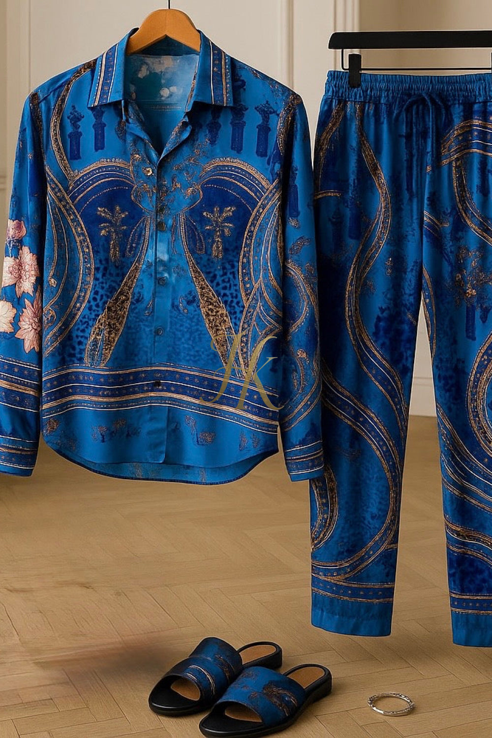 Conjunto de vestido de seda de lujo para hombre rojo