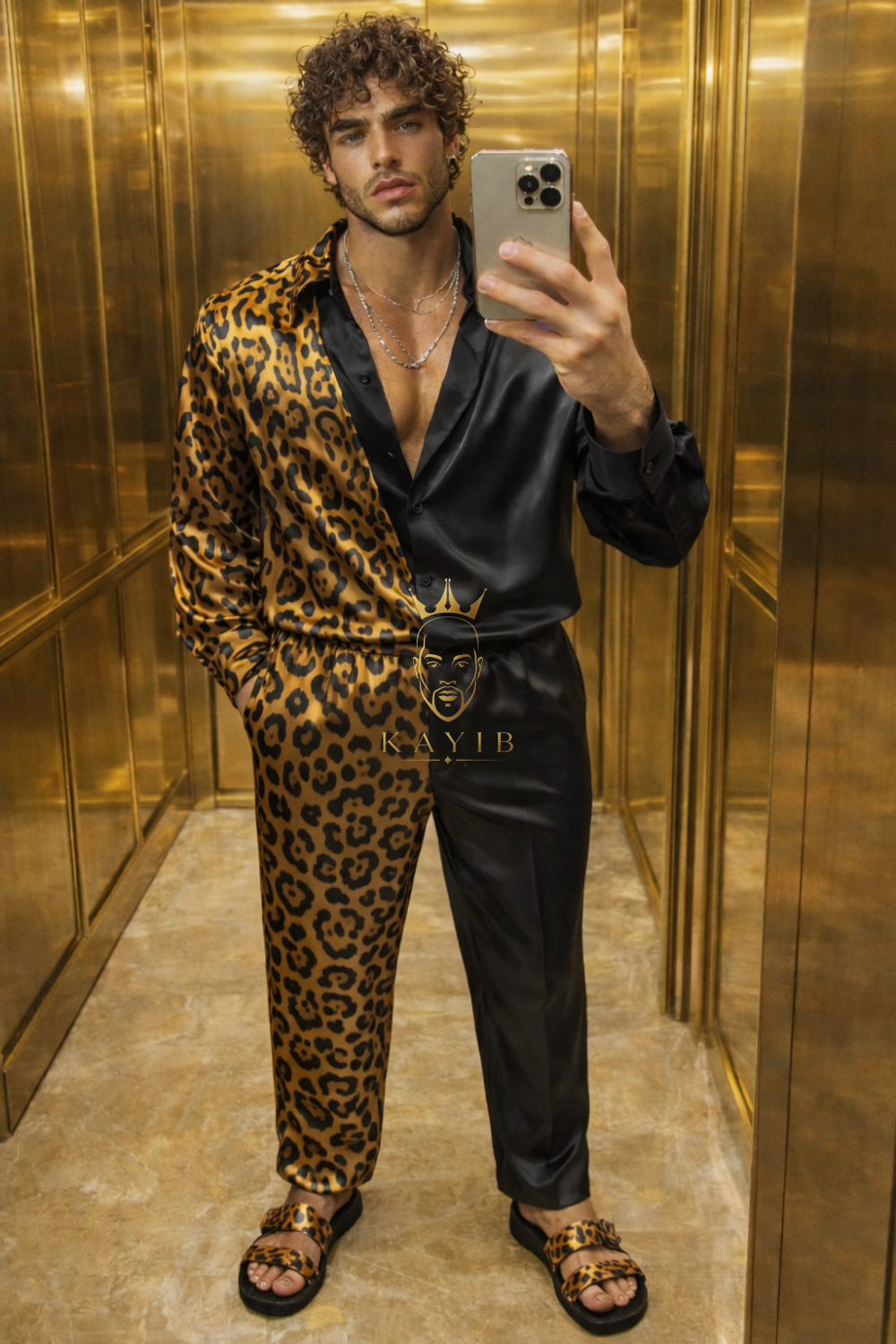 Premium Silk Outfit – Luxury Shirt with Wide-Leg Pants - kayibstrore